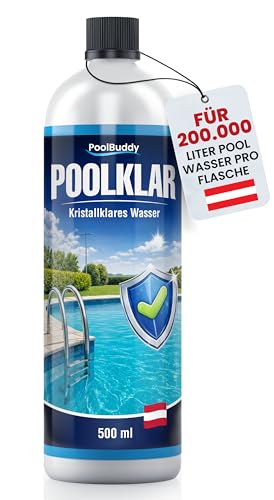 PoolBuddy Poolklar 0 5L | Für kristallklares Poolwasser | Universal Trübungsentferner für alle Filterarten | Hochkonzentrat für 200.000l Poolwasser ideal für Pools Planschbecken & Whirlpools