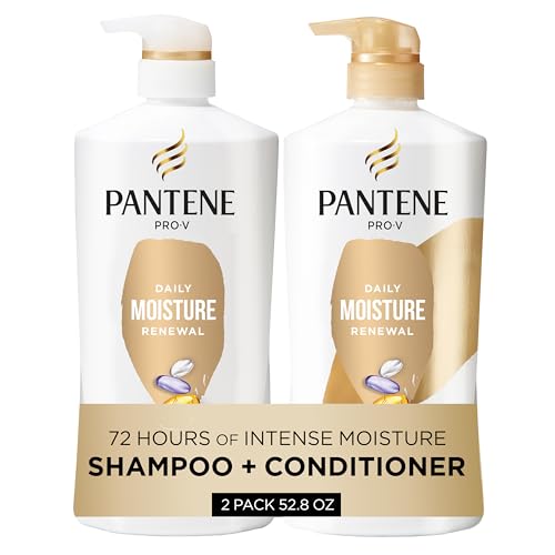 Pantene Shampoo & Conditioner Set, Daily Moisture Renewal - Pro-V Nutrients for Dry, Color-Treated,...