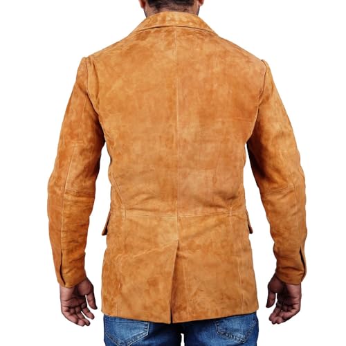 Image of Suede Leather Blazer for Men Suede Sport Coat for Men Blazer Suede Leather Jacket Blazer Coat for Men