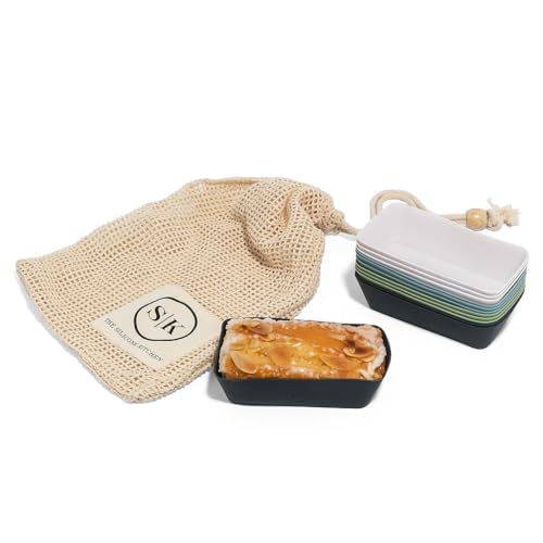 Image of The Silicone Kitchen Silicone Individual Mini Loaf Pans - Reusable, Non-Toxic, BPA Free, Dishwasher Safe, Bento Box Accessories (12 Pack, Navy, White, Blue, Green)