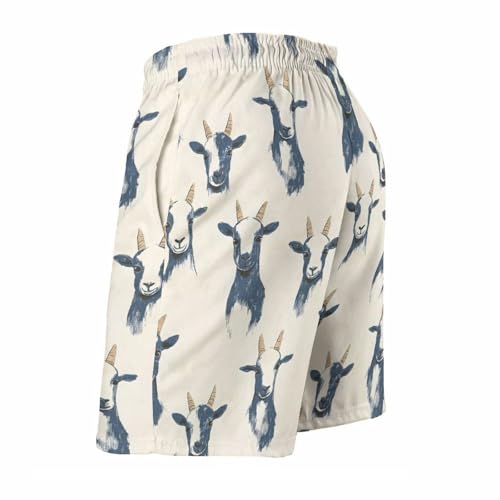Cute Sketch Goat Print Mens Swim Trunks, Quick Dry Swim Shorts with Mesh Lining Swimwear Bathing Suits4