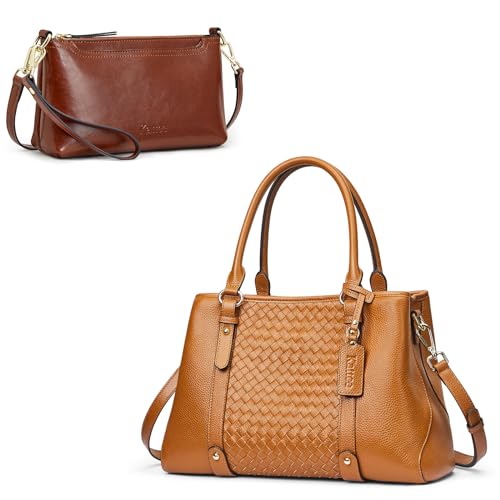 Image of Kattee Soft Genuine Leather Satchel Bags for Women Bundle with Small Women Crossbody Bags