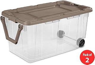 Ultra Storage Bin 2pc Clear Weathertight 40gal Box with Handle Portable Container Latching