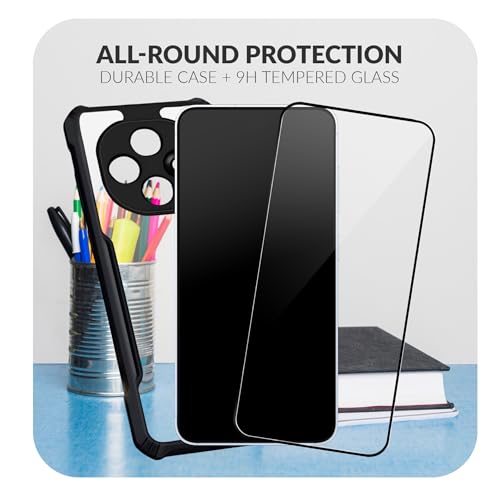 Image of Back Cover Case + Screen Protector for Oppo F31 Pro 5G | Transparent Black | TPU & PC Anti Yellow Mobile Phone Case Cover for Oppo F 31 Pro / F31 Pro 5G | 360 Degree Protection