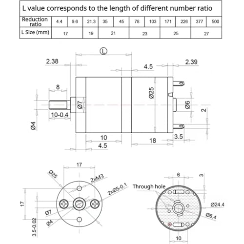 Moteur à engrenages cc couple élevé JGA25-310 6V réduction réversible
