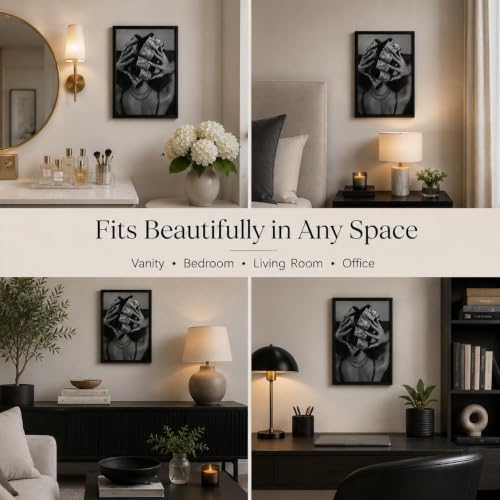 Framed Black and White Fashion Canvas Wall Art Luxury Feminist Picture Wall Decor Trendy Woman with Money on Head Poster Print for Girls Bedroom Apartment Dorm Bar Cart Home Decoration 12x16in by gyudgehJ - Used condition - Image 5