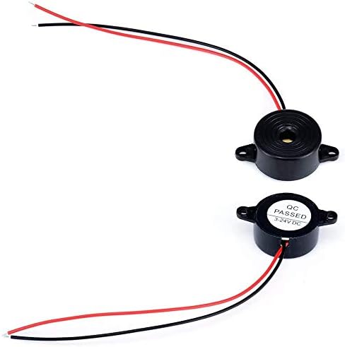 SJUNJIE 6 Pcs Piezo Electronic Buzzer 12V Tone Active Alarm Electronic Buzzer Alarm Sounder DC 3-24V with Wire Leads 110mm for Physics Circuits Continuous Sound