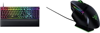 Razer Huntsman V2 (Purple Switch) - Optical Gaming Keyboard | Black & Basilisk Ultimate with Charging Station - Wireless Gaming Mouse (11 Programmable Hyperspeed Buttons, Optical Focus+ Sensor) Black