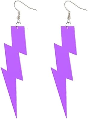 80s Neon Earrings Exaggerated Party Women Lightning Bolt Drop Dangle Earrings for 80s Party Halloween Jewelry Gift