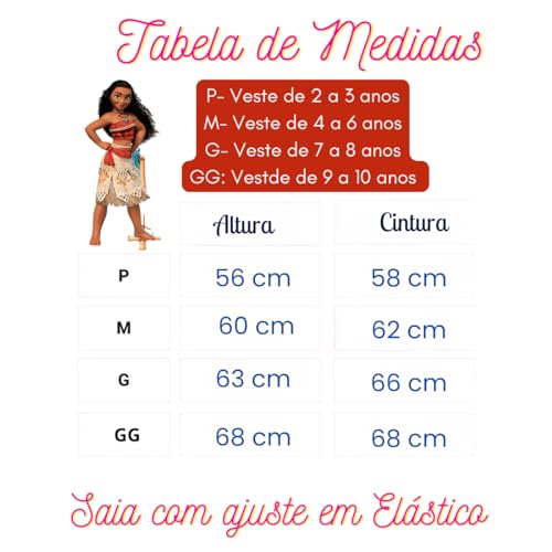 Fantasia Moana Infantil Vaiana Com Colar Princesa Oceano Tamanho G