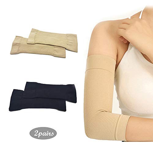 Slimming Arm Sleeves Arm Slimming Shaper Wrap Arm Shapers Sport Fitness Arm Compression Sleeves for Women Weight Loss Helps Lose Arm Fat Tone Up Arm Shaping Sleeve (Nude Color+Black)