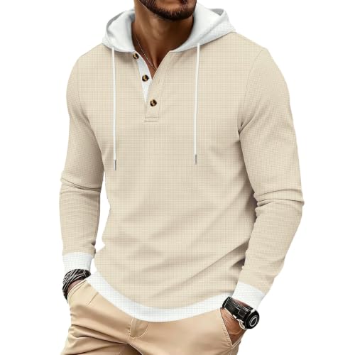 Shiketong - Light Hoodies for Men - Comfortable Long Sleeve Half Zip Sweatshirt with Kanga Pocket - Best Deal on Amazon