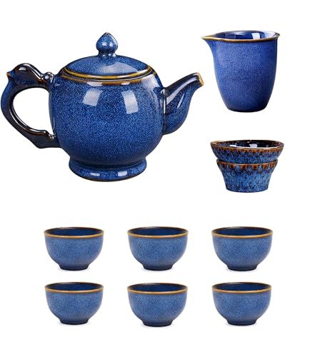 Tea Set,Chinese gongfu tea set,tea sets for adults,blue ceramic.