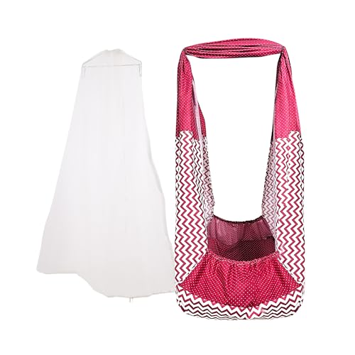 Image of beetot Cotton New Born Baby Swing Cradle (Jhula) | Cradle Cloth, Removable Mattress Bed, and Mosquito Net (Weight Capacity Up to 20Kg | Age from 0-12 Months | Cradle (Red)