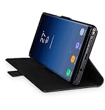 WIIUKA Etui z prawdziwej skóry TRAVEL Samsung Galaxy Note 8 Premium Wallet Slim Black Design Cover z uchwytem na karty i funkcją stojaka