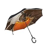 ☂Umgekehrtes Design: Es lässt sich in umgekehrter / umgekehrter Richtung falten und entfalten, wodurch der Benutzer beim Ein- und Aussteigen aus dem Fahrzeug trocken bleibt.