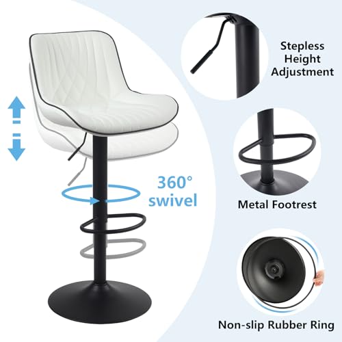 YOUTASTE Modern White Bar Stool, 1 PC, Single Comfy Faux Leather Upholstered Counter Height Swivel Bar Chair with Metal Legs for Home, Kitchen Island by YOUTASTE - Used condition - Image 4