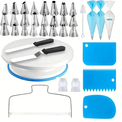 86-Piece Cake Turntable Decorating Set - Professional Tools for Baking Enthusiasts and Experts Alike