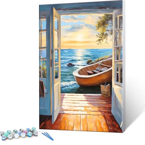 DIY G  I[Vr[ Paint by Numbers hG Lbg l ʂ肦 q̗phGLoXNtg LoXA[g uVƃANG̋, CeA rO, ւ̃Mtg 40x50cm