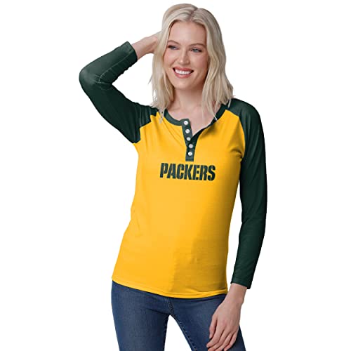 Camisa para mujer FOCO NFL de manga larga con cuello de botones y diseño fashion entallado exclusivo