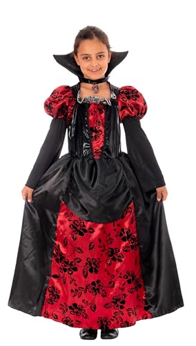 Magicoo Prinzessin Halloween Vampir Kostüm Kinder Mädchen Gr. 110 bis 152 - Vampirkostüm Kind rot schwarz (110/116)