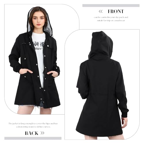 SUKUTU Rain Jacket Women Waterproof Raincoat Lightweight Windbreaker Outdoor Jacket Hooded Trench Coat2