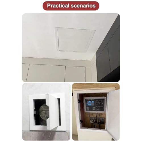 Porte de grenier pour plafond avec trappe d'accès de plomberie intégrée - 7