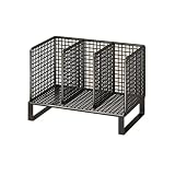 CFGH6FDF Home Hollow Out Iron Three Slots Bookshelf Office Supplies Metal Storage Rack Freestanding Book Shelf