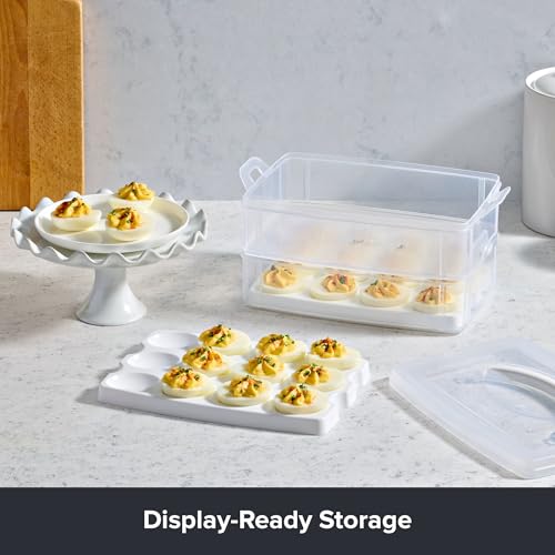 Snapware (2-Layer, 24 Eggs) Plastic Detachable Deviled Egg Carrier Storage Container With Lid and Handle, Freezer Dishwasher Microwave Safe - Image 6