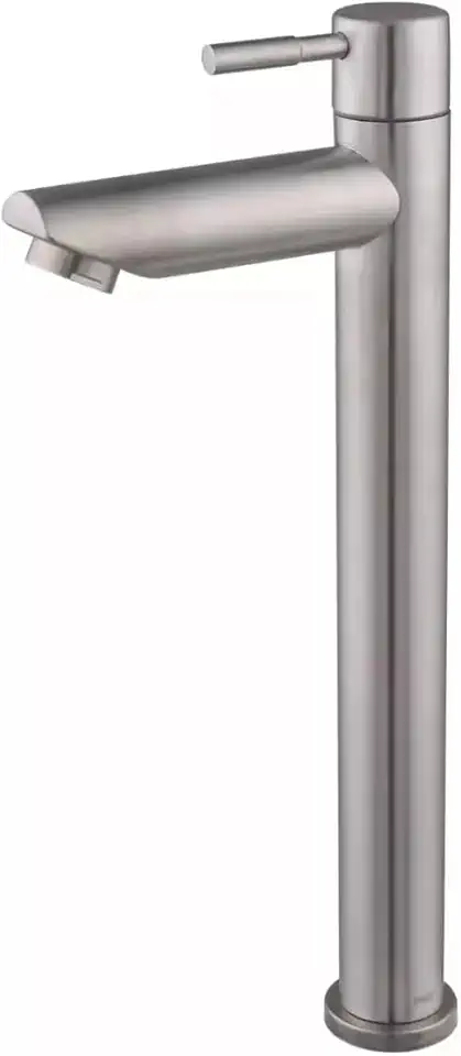 Torneira Banheiro Lavabo 1/4 De Volta Bica Alta Aço Inox 304 Escovada Para Cuba De Apoio