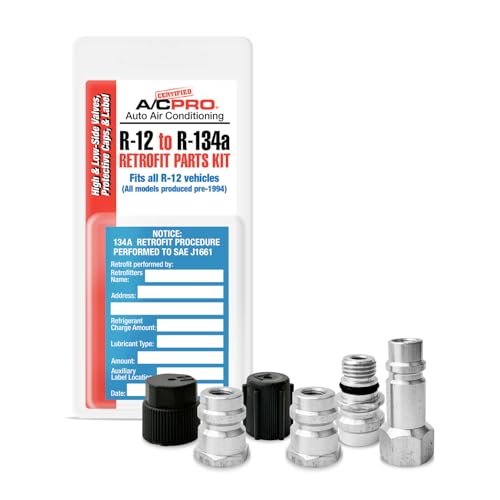 Certified A/C Pro Car Air Conditioner Adapter Kit, Complete AC Conversion Adapter Kit Converts R12 to R134-A Refrigerant, Includes 1 Low Side Port, 3 High Side Ports and Retrofit Label, InterDynamics
