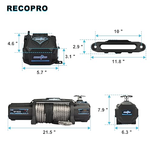Recopro LK-RWH-001-FBA 12V Dc 9600 Lbs Off Road Electric Winch Kit thumb #2