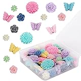 LYroo 50 Pcs Push Pins Flower Thumb Tacks Cute Butterfly Pin Board Push Pins for Cork Board Wall Cut