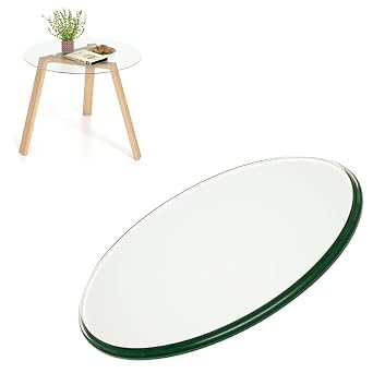 Round Glass Dining Table Top 35" 25" 15" Replacement Glass Top For Coffee Tables, Clear Tempered Panel With Flat Polished Edge350mm13.8in