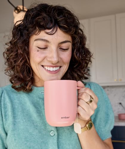 Image of Ember Temperature Control Smart Mug 2, 14 Oz, App-Controlled Heated Coffee Mug with 80 Min Battery Life and Improved Design, Grapefruit