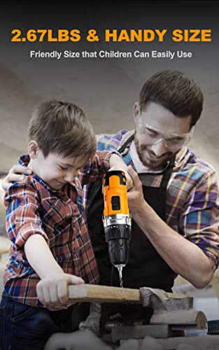 Adedad 20V Cordless Drill Set Electric Power Drill Kit With Battery And Charger, 3/8 Inch Keyless Chuck, 21+1 Position,2 Variable Speed, Led Light And 27Pcs Accessories #TOP6