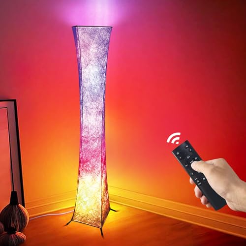 2 Pcs Floor Lamp, 61'' Smart RGB LED Corner Lamp with Music Sync and 16 Million DIY Colors, 3 Color Temperature, APP & Remote Control, Color Changing Standing Floor Lamp for Bedroom Living Room