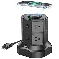 Power Strip Tower, SUPERDANNY Surge Protector Tower, 1050J 13A Charging Station with 12 AC Outlets & 6 USB Ports (2 USB C), 6.5ft Extension Cord with Multiple Outlets, Power Strips Black