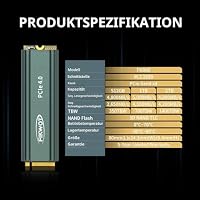 Fikwot FN960 2TB M.2 2280 PCIe Gen4 x4 NVMe 1.4 Internes Solid State Drive mit Kühlkörper – Bis zu 5000 MB/s, Dynamischer SLC Cache, Kompatible PS5 Interne SSD – Ansicht 3