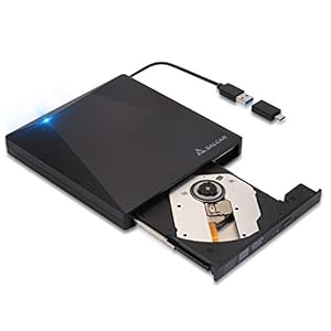 SALCAR Externe CD/DVD-drive USB 3.0 met Type-C Tragabar brander Player Plug & Play, driedimensionaal oppervlak…
