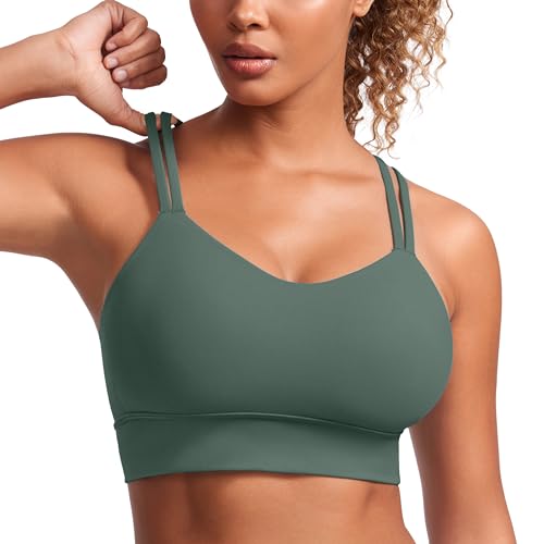 Image of CRZ YOGA Softness Mold Butterluxe Sports Bras | Molded Cup, Light Support, Yoga, Extremely Soft, Longline, Strappy Back, Scoop Neck, for Women