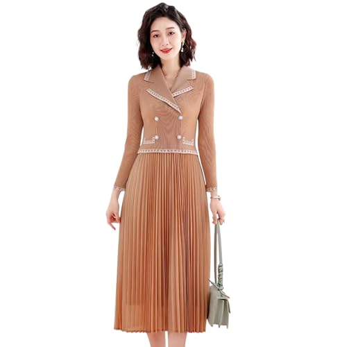 Robe vintage plissée en tissu fluide premium avec col en V chic