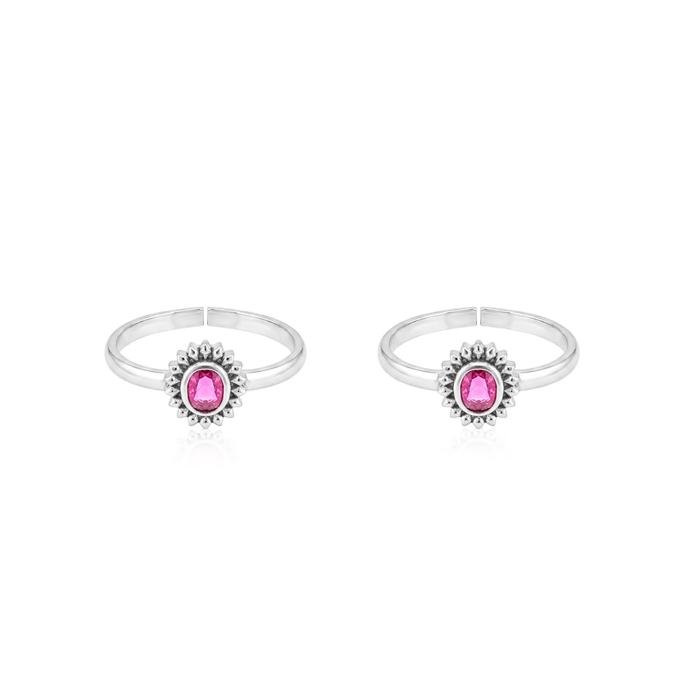 Pure 925 Silver Oval Sunburst Toe Rings for Women-image-25