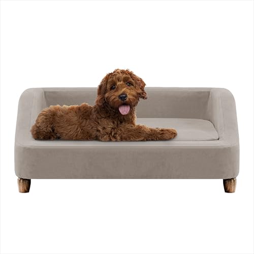 Critter Sitters 36-In. Microfiber Tan Rectangular Dog Sofa for Medium-Sized
