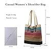 PORRASSO Femmes Sac à Main Rayures Multicolores Sac D'épaule Sac Fourre-Tout en Toile Grand Sac Cabas pour Shopping École Voyage Travail Multicolore #2