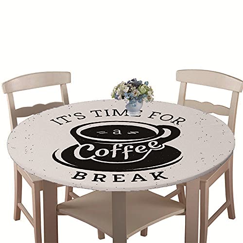 Chickwin Nappe de Table Ronde Imperméable avec Bord Élastique, Nappe Motif Dessert Café 3D, Nappe Anti-dérapant pour Coffee Shop, Cuisine, Restaurants, Picnic, Camping (Café A,120 cm) Cover