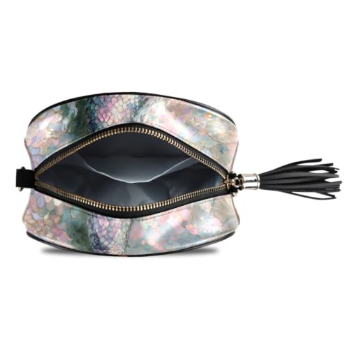 Image of ALAZA Women's Mermaid Ocean 04 PU Leather Crossbody Bag Shoulder Purse with Tassel