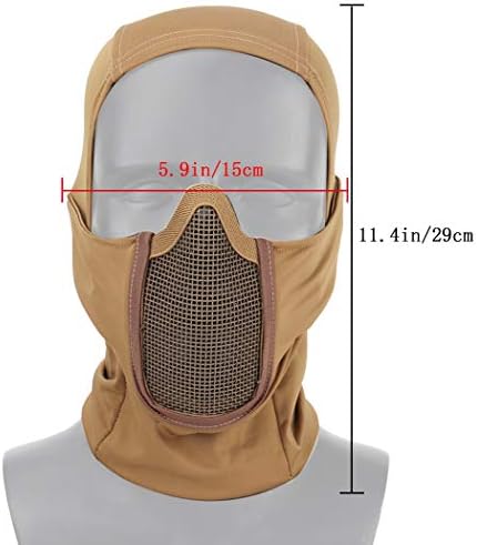 AOUTACC Balaclava Airsoft Mesh Mask, Ninja Style Full Face Protection Balaclava Hood with Mesh Mask for Cs War Game, BB Gun,Hunting,Paintball