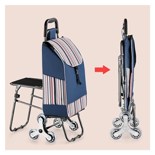 Carretilla plegable con asiento y ruedas para compras miniatura 6