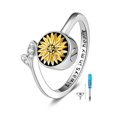 Argent sterling anneaux pour cendres de YFN pour garder le souvenir d'un proche au quotidien